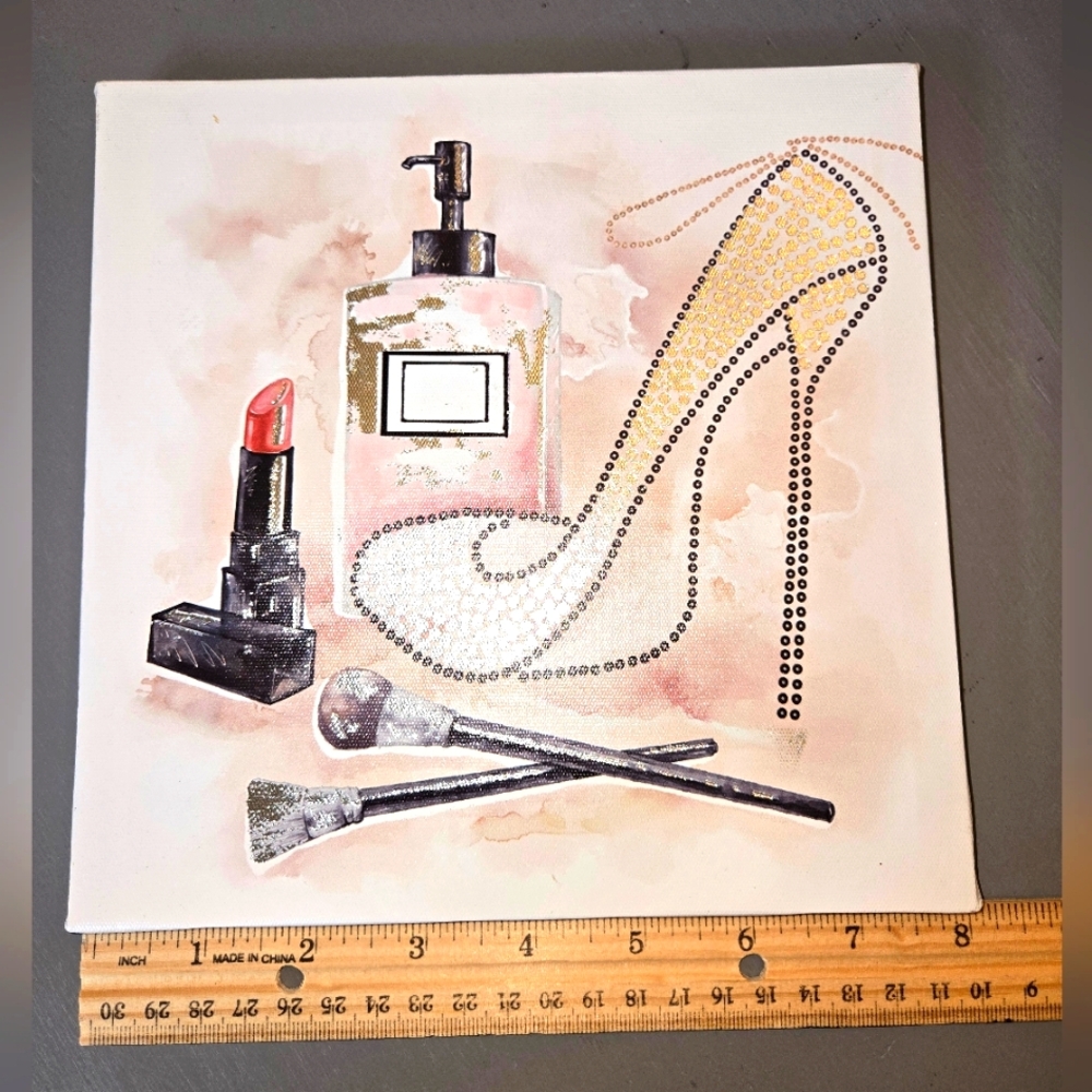 Chic Fashion Canvas Art with High Heel and Lipstick